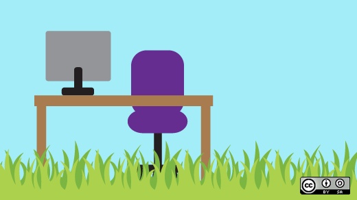 A desk illustration in grass A desk illustration in grass