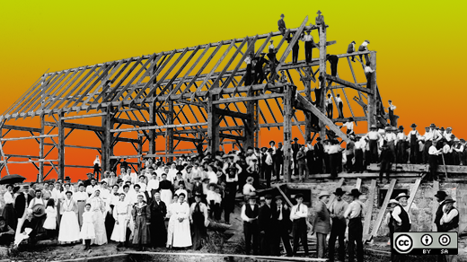 A community building a barn A community building a barn