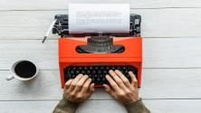 Typewriter with hands Typewriter with hands