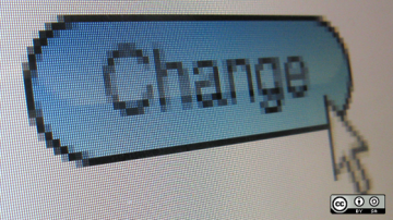 An arrow clicking a change button An arrow clicking a change button
