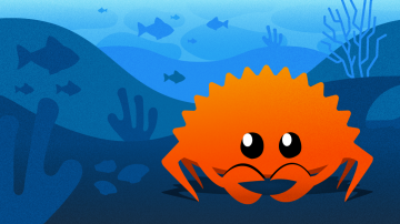Ferris the crab under the sea, unofficial logo for Rust programming language Ferris the crab under the sea, unofficial logo for Rust programming language